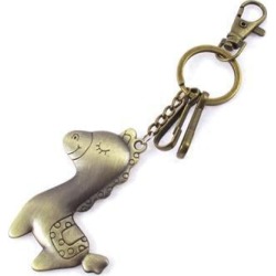 Metal Mini Donkey Design Keychain Key Ring Keyholder Bronze Tone