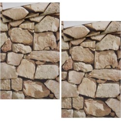 2 Pieces 3D Retro Rocks Stone Wall Paper Wall Covering Paper Murals Decal A
