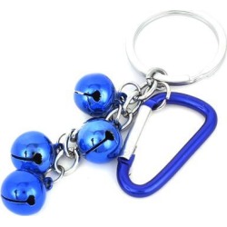 Unique Bargains Blue Silver Tone Spring Loaded Gate Carabiner 4 Bells Pendant Keyring Key Holder