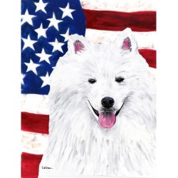 Carolines Treasures SC9023GF 11 x 15 in. Usa American Flag With American Eskimo Flag Garden Size