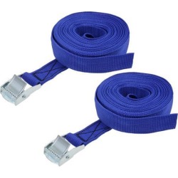 5M x 25mm Lashing Strap Cargo Tie Down Straps w Cam Lock Buckle 250Kg Work Load, Blue, 2Pcs