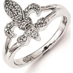 Sterling Silver Diamond Fleur De Lis Ring