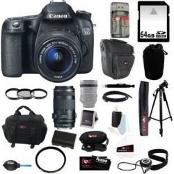 Canon 70d EOS 70D SLR Digital Camera with 18-55mm STM f/3.5-5.6 Lens + Canon 70-300mm f/4.0-5.6 EF IS USM Autofocus Zoom Lens + 64GB Memory Card +.