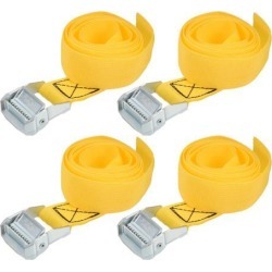 1.5M x 38mm Lashing Strap Cargo Tie Down Straps w Cam Lock Buckle 500Kg Work Load, Yellow, 4Pcs