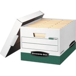 Bankers Box 07241 - R-Kive Max Storage Box, Letter/Legal, Locking Lid, White/Green, 12/Carton