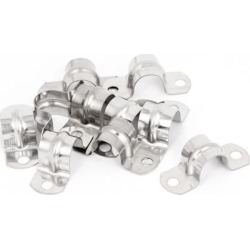Unique Bargains 10pcs 2-Hole Metal Rigid Conduit Pipe Straps Clips Clamps for 16mm Dia Tube