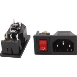 2 Pcs 250V 10A 3 Terminals Red Lamp Inlet Male Power Socket Connector