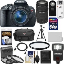 Canon EOS Rebel T5i Digital SLR Camera & EF-S 18-55mm IS STM Lens with EF 75-300mm III Lens + 64GB Card + Battery + Case + Flash + 3 UV/CPL/ND8.