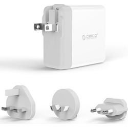 ORICO Portable USB Wall Charger 4 Ports USB Super Charger(4*5V2.4A) Universal US Plug USB Charger with 3 Removable EU UK AU Plug for Worldwide Travel