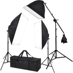 2000w Photography 3 Softbox Boom Stand Continuous Lighting Photo Studio Video