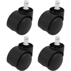 2-inch Twin Wheel 11mm Grip Ring Stem Mount Non-Brake Caster Roller 4pcs