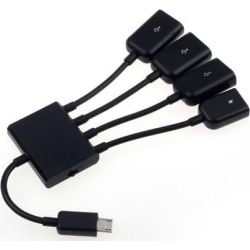 4 Port Micro USB Power Charging OTG HUB Cable Adapter For Smartphone Table Black