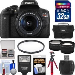 Canon EOS Rebel T6i Wi-Fi Digital SLR Camera & EF-S 18-55mm IS STM Lens with 32GB Card + Case + Flash + Flex Tripod + Filter + Tele/Wide Lens Kit