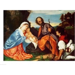 Posterazzi BALXCF22568LARGE The Holy Family & A Shepherd Poster Print by Titian - 36 x 24 in. - Large