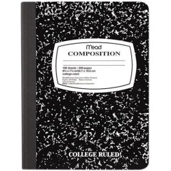 Mead 09932 Wireless Composition Book, College Rule, 9-3/4 x 7-1/2, White, 100 Sheets