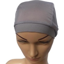 Mesh Stretch Turban Hat Hijab Skull Cap Head Wrap Hair Loss Chemo Hat Beanie Gray