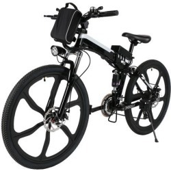 ANCHEER electric mountain bike with Removable lithium-ion battery,26-inch 21-speed aluminum folding Cyclocross Bike