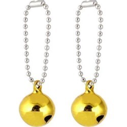 Unique Bargains Gold Tone Metal Bells Dangling Detail Bag Decor Keychain Key Holder 2PCS