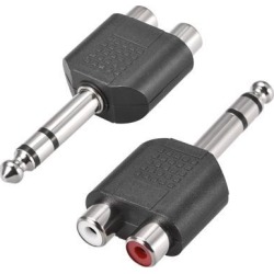 6.35mm Male to 2 RCA Female Connector Splitter Adapter Coupler Black 2Pcs for Stereo Audio Video AV TV Cable Convert