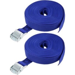 9M x 25mm Lashing Strap Cargo Tie Down Straps w Cam Lock Buckle 250Kg Work Load, Blue, 2Pcs