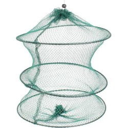 Unique Bargains 11.8' x 0.3' 3 Sections Portable Fishing Landing Net Fish Angler Mesh Keepnet Crawfish Shrimp Green