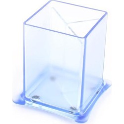 School Office Plastic Rectangular Shaped 3 Compartments Pen Storage Holder Blue