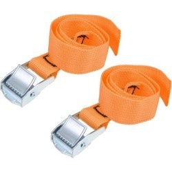 0.5M x 25mm Lashing Strap Cargo Tie Down Straps w Cam Lock Buckle 250Kg Work Load, Orange, 2 Pcs