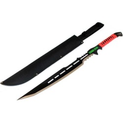 28' Full Tang Zombie Killer Hunting Sword With Red Handle & Sheath