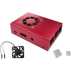 Micro Connectors Aluminum Raspberry Pi 3 Model B B+ Case with Fan and Heatsinks - Red (RAS-PCS04-RD)