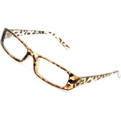 Ladies Leapard Print Plastic Full Rim Frame Plano Glasses Spectacles