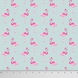 Soimoi Flamingo Print 60 GSM Dressmaking Cotton Fabric For Sewing By The Meter 58 Inches Wide - Dusty Green