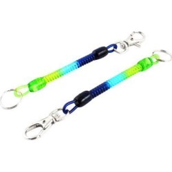 Unique Bargains 2 Pcs Plastic 6' Length Swivel Clips Coiled Strap Lanyard Keychain Tri-color