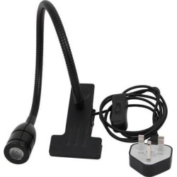 USB Port 1*3W 60 Degree Beam Angle 40cm Arm Cool White UK Plug LED Clip Desk Lamp Light Black