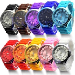Fashion Pretty Jelly Wrist Watch Men Women Cool Silicone Quartz Sports Watch black