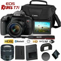 Canon EOS Rebel T7i DSLR Camera w/18-55mm Lens + Carrying Case Bundle