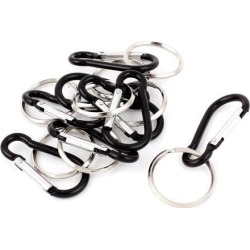 Camping Hiking Spring Ring Carabiner Hook Keyring Key Chain Holder 8pcs Black