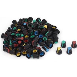 Knurled Shaft 6mm Hole Potentiometer Volume Control Knob Cap 100 Pcs