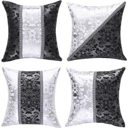 Linen Pillow Covers Square Geometric Patterns Throw Pillow Cases Decorative Pillow Cushion Cover Set for Home Sofa Couch Bed 18X18 Inch Pack of 4, #1