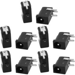 10Pcs 3.5x1.3MM Center Pin Right Angle Through Hole Open Frame DC Power Jack Male Power Connector Black