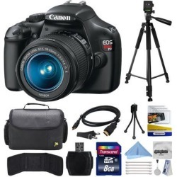 Canon EOS Rebel T3 Digital SLR Camera with EF-S 18-55mm f/3.5-5.6 IS Lens includes 8GB Memory, Large Case, Tripod, Card Reader, Card Wallet, HDMI.