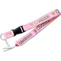 West Virginia Mountaineers Clip Lanyard Keychain Id Holder Ticket Ncaa PINK