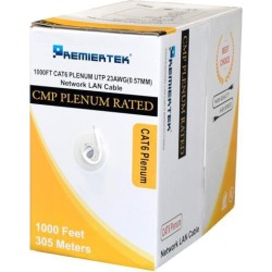 Premiertek 1000Ft Cat6 CMP Plenum 23AWG CCA UTP 4-pairs Premium Network LAN Cable - Category 6 for Network Device - 1.25 GB/s - 1000 ft - Bare Wire.