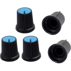 15mmx16mm Blue Potentiometer Mixer Control Knob 6mm Shaft Dia 5pcs
