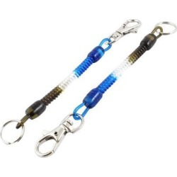 Unique Bargains 2 Pcs Tri-color 6' Length Plastic Lobster Clasp Coiled Strap Lanyard Keychain