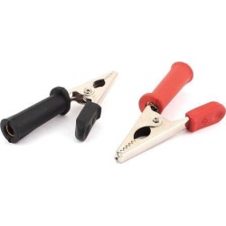 2pcs Plastic Handle Insulated Test Lead Alligator Clips Clamps for 4mm Dia Wire
