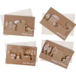 4 Set Animal Birthday Thank You Card with Envelopes Greeting Invitation Card