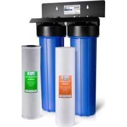 iSpring WGB22B 2-Stage 20-Inch Big Blue Whole House Water Filter 1-Inch NPT Carbon