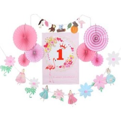 Number Happy Birthday Poster Paper Fan Flower Fairy Flower Banner Set 1