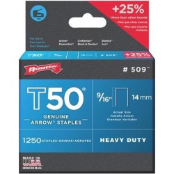 Arrow Fastener 1250Pk 9/16' T50 Staple 50924 Unit: EACH Contains 4 per case