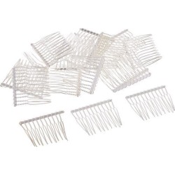 20 Pieces DIY Metal Hair Clips Side Comb 12 Teeth Bridal Accessories Silver